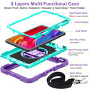 360 Degree Rotation Contrast Color Shockproof Silicone + PC Tablet Case with Holder & Hand Grip Strap & Shoulder Strap For iPad mini 6(Purple+Mint Green)