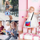 360 Degree Rotation Contrast Color Shockproof Silicone + PC Tablet Case with Holder & Hand Grip Strap & Shoulder Strap For iPad mini 6(Purple+Mint Green)