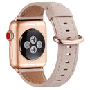 Round Buckle Leather Watch Band For Apple Watch Series 7 41mm / 6&SE&5&4 40mm / 3&2&1 38mm(Pink)