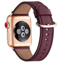 Round Buckle Leather Watch Band For Apple Watch Series 7 41mm / 6&SE&5&4 40mm / 3&2&1 38mm(Wine Red)