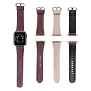 Round Buckle Leather Watch Band For Apple Watch Series 7 41mm / 6&SE&5&4 40mm / 3&2&1 38mm(Black)