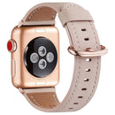Round Buckle Leather Watch Band For Apple Watch Series 7 45mm / 6&SE&5&4 44mm / 3&2&1 42mm(Pink)