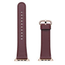Round Buckle Leather Watch Band For Apple Watch Series 7 45mm / 6&SE&5&4 44mm / 3&2&1 42mm(Wine Red)