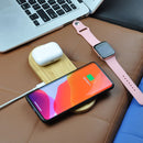 2 In 1 Multi-function Wood Wireless Charging Wireless Charger for iPhone & iWatch & AirPods(Light Wood)