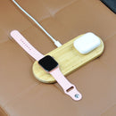 2 In 1 Multi-function Wood Wireless Charging Wireless Charger for iPhone & iWatch & AirPods(Light Wood)