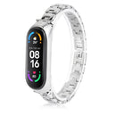 For Xiaomi Mi Band 6 / 5 Three-beads Diamond Steel Watch Band(Silver)
