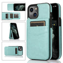 Solid Color PC + TPU Protective Case with Holder & Card Slots For iPhone 13(Green)