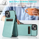 Solid Color PC + TPU Protective Case with Holder & Card Slots For iPhone 13(Green)
