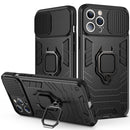 Sliding Camera Cover Design TPU + PC Shockproof Case with Ring Holder For iPhone 13 mini(Black)