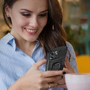 Sliding Camera Cover Design TPU + PC Shockproof Case with Ring Holder For iPhone 13(Blue)