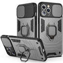 Sliding Camera Cover Design TPU + PC Shockproof Case with Ring Holder For iPhone 13 Pro(Grey)