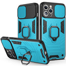 Sliding Camera Cover Design TPU + PC Shockproof Case with Ring Holder For iPhone 13 Pro(Sky Blue)