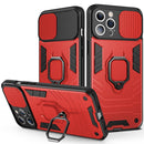 Sliding Camera Cover Design TPU + PC Shockproof Case with Ring Holder For iPhone 13 Pro Max(Red)