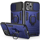 Sliding Camera Cover Design TPU + PC Shockproof Case with Ring Holder For iPhone 13 Pro Max(Blue)