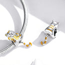 S925 Sterling Silver Clever Hamster Beads DIY Bracelet Necklace Accessories