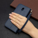 For Xiaomi Redmi 8A Lambskin Texture Pure Color Horizontal Flip PU Leather Case with Holder & Card Slots & Wallet & Lanyard(Blue)