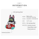S925 Sterling Silver Christmas Sock Little Black Cat Beads DIY Bracelet Necklace Accessories