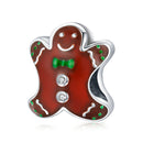 S925 Sterling Silver Christmas Gingerbread Man Beads DIY Bracelet Necklace Accessories