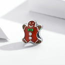 S925 Sterling Silver Christmas Gingerbread Man Beads DIY Bracelet Necklace Accessories