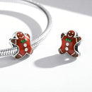 S925 Sterling Silver Christmas Gingerbread Man Beads DIY Bracelet Necklace Accessories