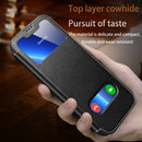 Yak Texture Horizontal Flip View Time Top Layer Cowhide Leather Case with Holder & Call Display ID For iPhone 13 Pro Max(Brown)