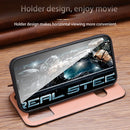 Yak Texture Horizontal Flip View Time Top Layer Cowhide Leather Case with Holder & Call Display ID For iPhone 13 Pro Max(Brown)