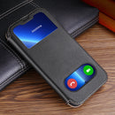 Yak Texture Horizontal Flip View Time Top Layer Cowhide Leather Case with Holder & Call Display ID For iPhone 13 Pro Max(Brown)