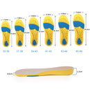 2 PCS 086 086 PU Silicone Sweat-absorbent Breathable Shock-absorbing Sports Full Shoe Pads Cuttable Increase Insole, Size:35-36(Yellow Bottom Gray Surface)