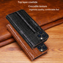 Crocodile Texture Horizontal Flip Top Layer Cowhide Leather Case with Holder & Card Slots & Wallet & Photo Frame For iPhone 13(Red)