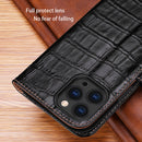 Crocodile Texture Horizontal Flip Top Layer Cowhide Leather Case with Holder & Card Slots & Wallet & Photo Frame For iPhone 13(Red)