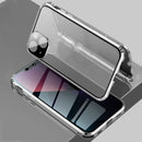 Four-corner Shockproof Anti-peeping Magnetic Metal Frame Double-sided Tempered Glass Case For iPhone 13(White)