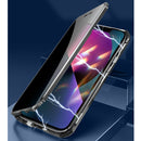 Four-corner Shockproof Anti-peeping Magnetic Metal Frame Double-sided Tempered Glass Case For iPhone 13(Gold)