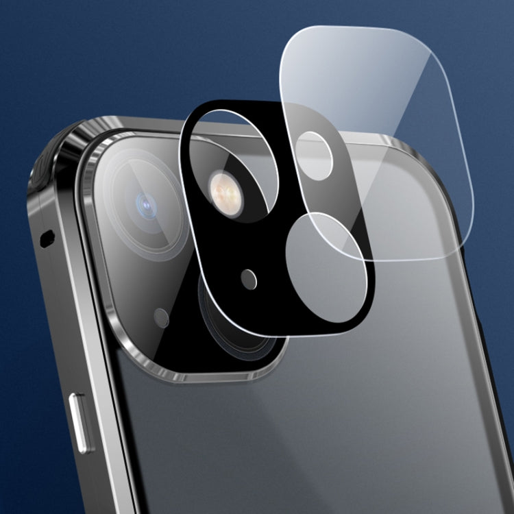 Four-corner Shockproof Anti-peeping Magnetic Metal Frame Double-sided Tempered Glass Case For iPhone 13(Gold)