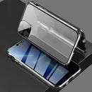 Four-corner Shockproof Anti-peeping Magnetic Metal Frame Double-sided Tempered Glass Case For iPhone 13 Pro(Black)