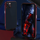Aurora Series Lens Protector + Metal Frame Protective Case For iPhone 13(Black Silver)