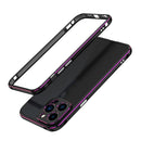 Aurora Series Lens Protector + Metal Frame Protective Case For iPhone 13 Pro Max(Black Purple)