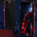 Aurora Series Lens Protector + Metal Frame Protective Case For iPhone 13 Pro Max(Black Purple)
