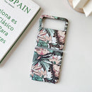 For Samsung Galaxy Z Flip3 5G Small Floral Shockproof PC + Water Paste Protective Case(Flower Bush Green Leaves)