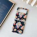 For Samsung Galaxy Z Flip3 5G Small Floral Shockproof PC + Water Paste Protective Case(Black Orchid)