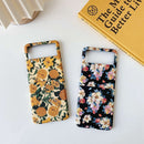 For Samsung Galaxy Z Flip3 5G Small Floral Shockproof PC + Water Paste Protective Case(Flower Bush Green Leaves)
