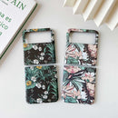 For Samsung Galaxy Z Flip3 5G Small Floral Shockproof PC + Water Paste Protective Case(Green Leaves White Flowers)