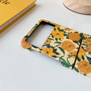 For Samsung Galaxy Z Flip3 5G Small Floral Shockproof PC + Water Paste Protective Case(Black Orchid)