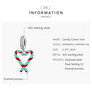 S925 Sterling Silver Heart Candy Cane Pendant DIY Bracelet Necklace Accessories