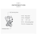 S925 Sterling Silver Navy Bear Beads DIY Bracelet Necklace Accessories