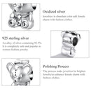 S925 Sterling Silver Navy Bear Beads DIY Bracelet Necklace Accessories