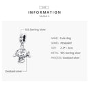S925 Sterling Silver Cute Dog Pendant DIY Bracelet Necklace Accessories