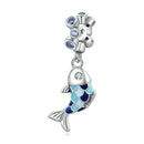 S925 Sterling Silver Small Fish Spit Bubbles Pendant DIY Bracelet Necklace Accessories