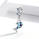 S925 Sterling Silver Small Fish Spit Bubbles Pendant DIY Bracelet Necklace Accessories