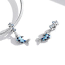 S925 Sterling Silver Small Fish Spit Bubbles Pendant DIY Bracelet Necklace Accessories