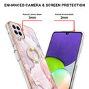 For Samsung Galaxy A22 4G EU Version / M32 Electroplating Marble Pattern IMD TPU Shockproof Case with Ring Holder(Rose Gold 005)